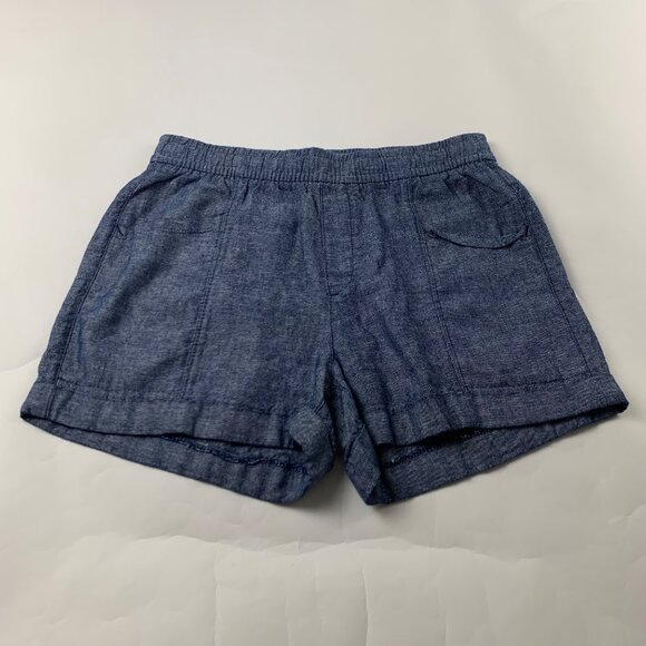 Old Navy Blue Chambray Linen Blend High Rise Pull On Shorts S - Picture 1 of 5